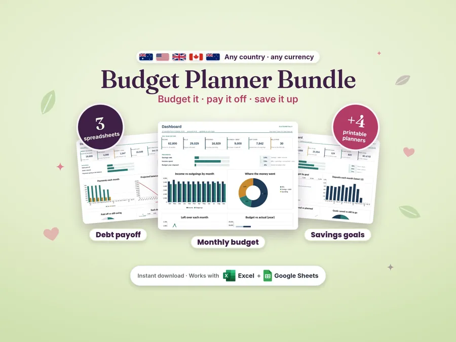 Budget Planner Bundle spreadsheet template preview
