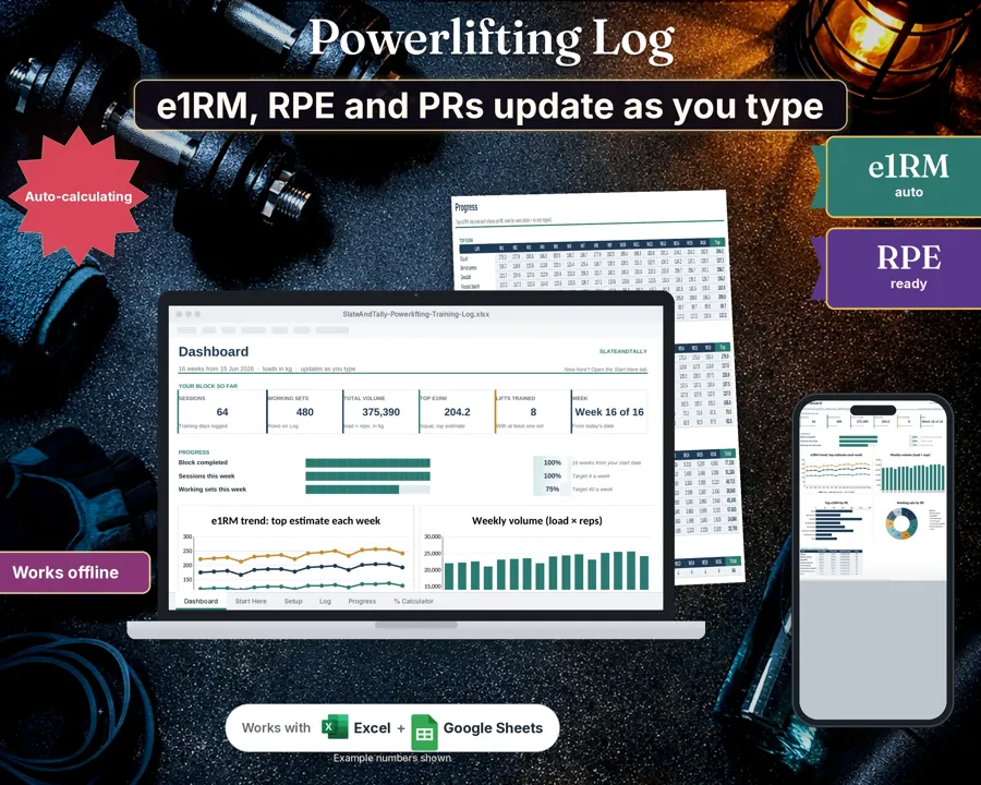 Powerlifting Log Spreadsheet spreadsheet template preview